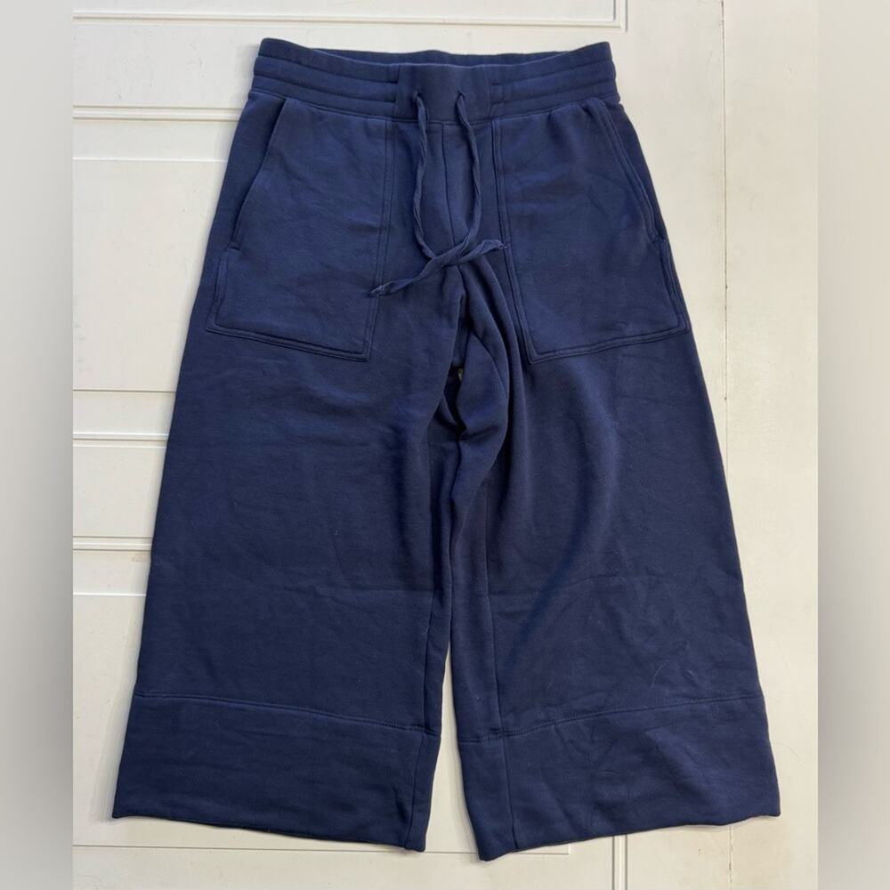 Quince Women’s Sz XS Cropped Super Soft Blue Wide Leg Sweatpants